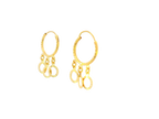 22K Yellow Gold Lightweight Hoop Earrings with Triple Dangle Rings