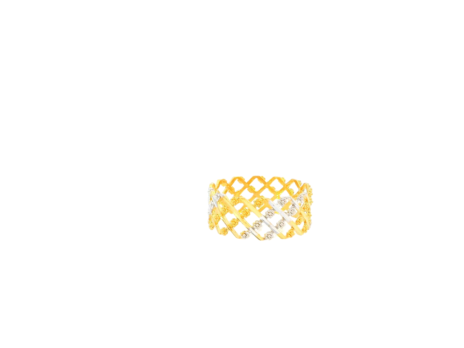 22K Yellow & White Gold Lattice Band