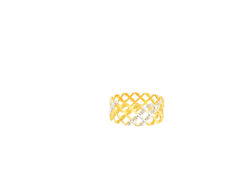 22K Yellow & White Gold Lattice Band