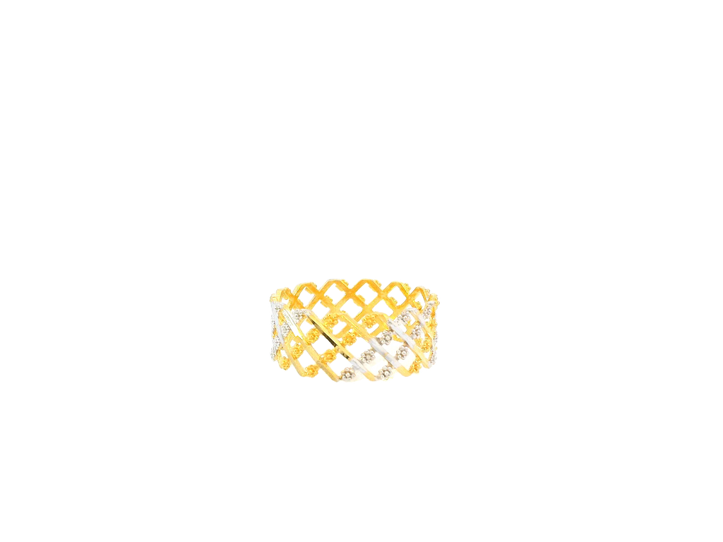 22K Yellow & White Gold Lattice Band