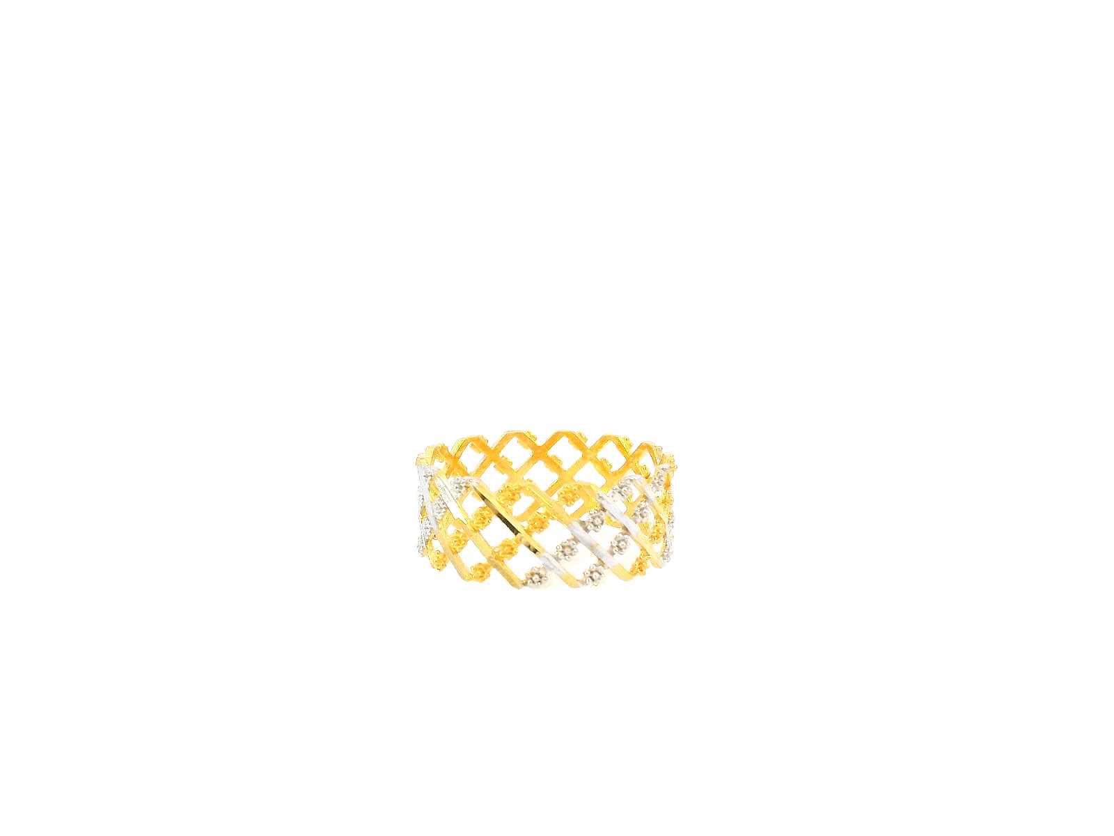 22K Yellow & White Gold Lattice Band