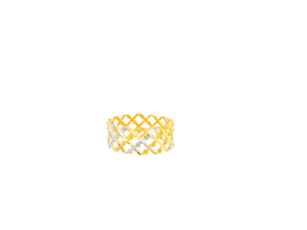 22K Yellow & White Gold Lattice Band