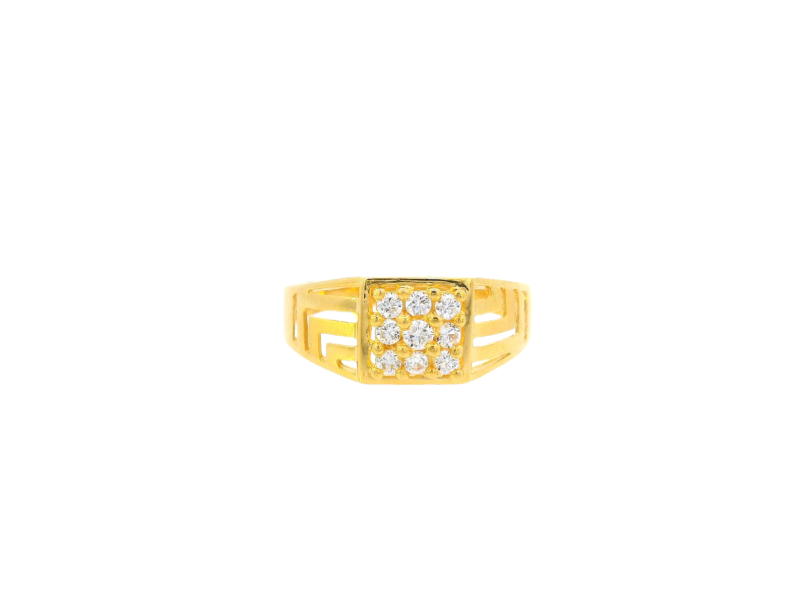 22K Yellow Gold Cubic Zirconia Men's Ring