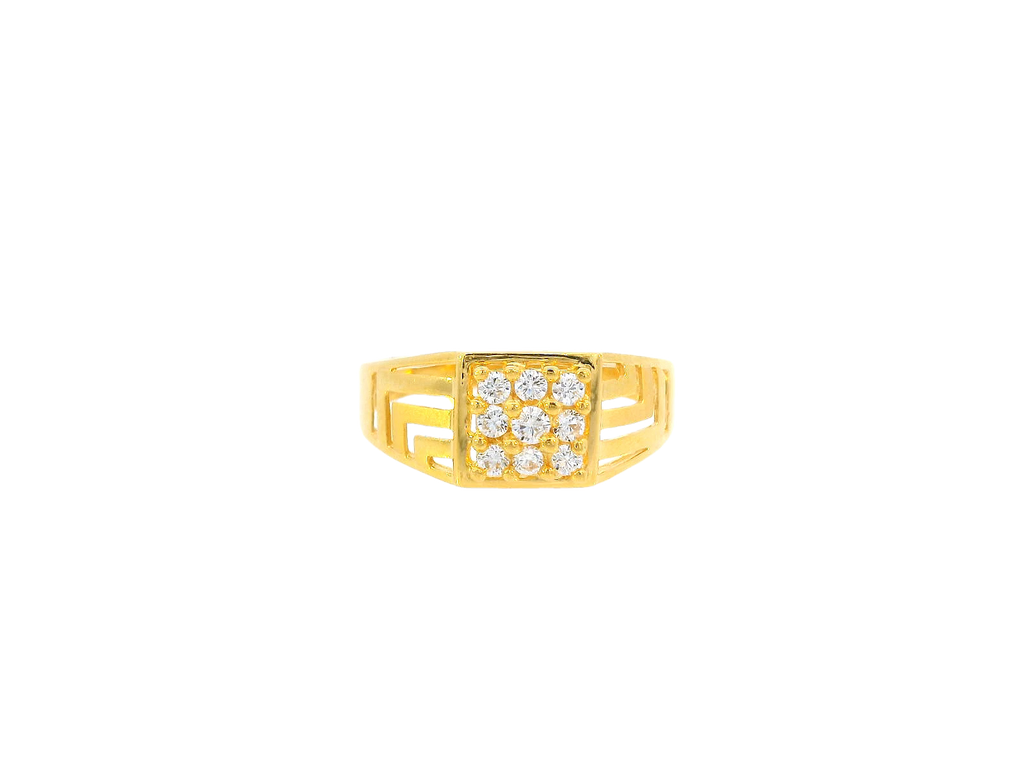 22K Yellow Gold Cubic Zirconia Men's Ring