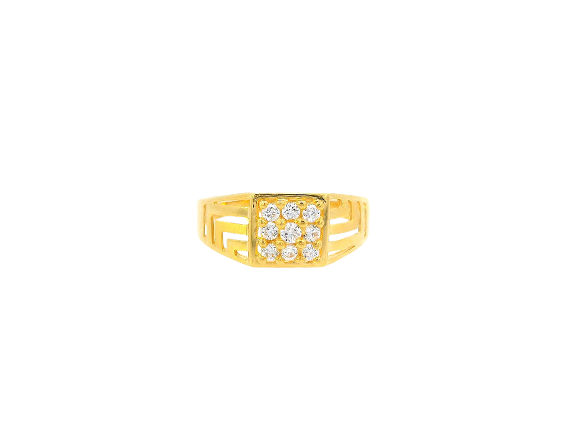 22K Yellow Gold Cubic Zirconia Men's Ring