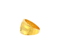 22K Yellow Gold Wide Band Ring with Engraved "B" and Cross Motif