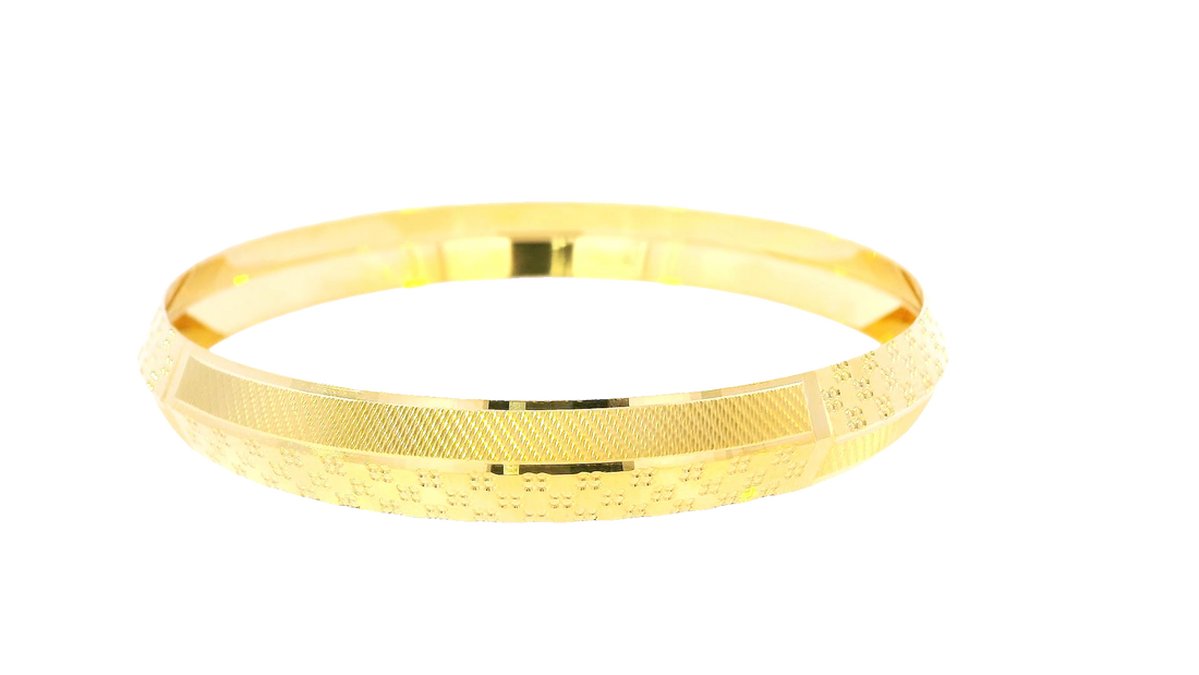 22K Yellow &amp; White Gold Dual-Tone Bangle Bracelet