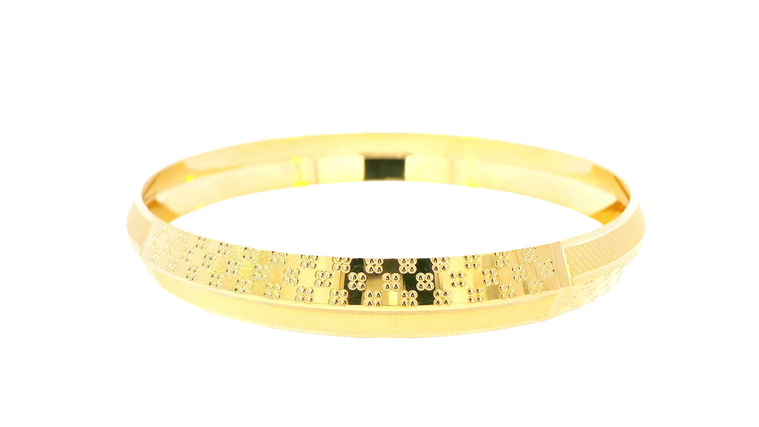 22K Yellow &amp; White Gold Dual-Tone Bangle Bracelet