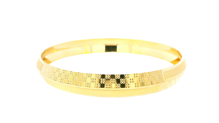 22K Yellow &amp; White Gold Dual-Tone Bangle Bracelet