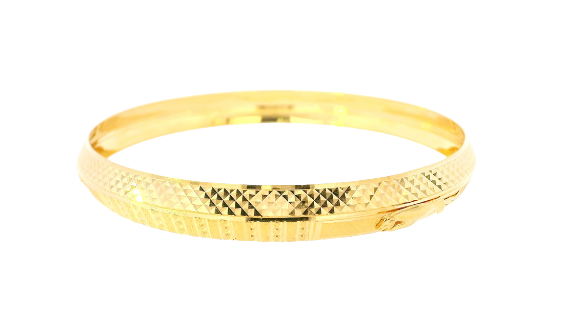 22K Yellow Gold Sleek Wide Bangle Bracelet