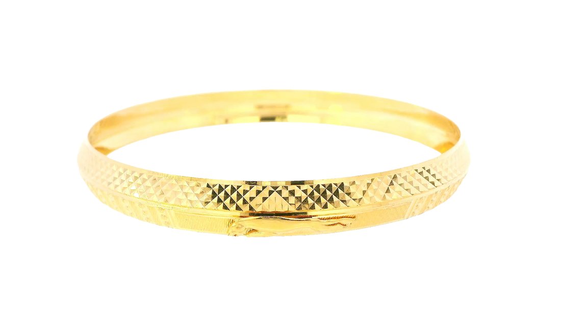 22K Yellow Gold Sleek Wide Bangle Bracelet