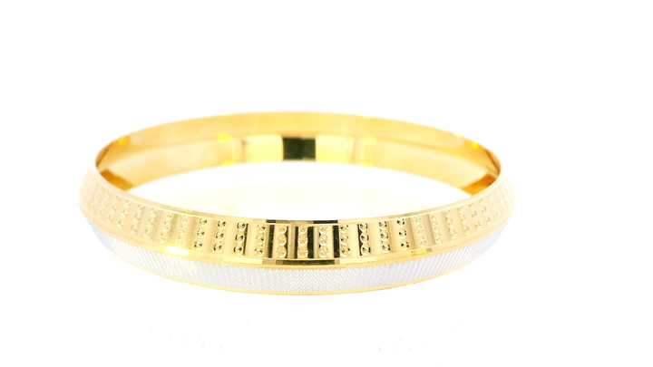 22K Yellow &amp; White Gold Dual-Tone Bangle Bracelet