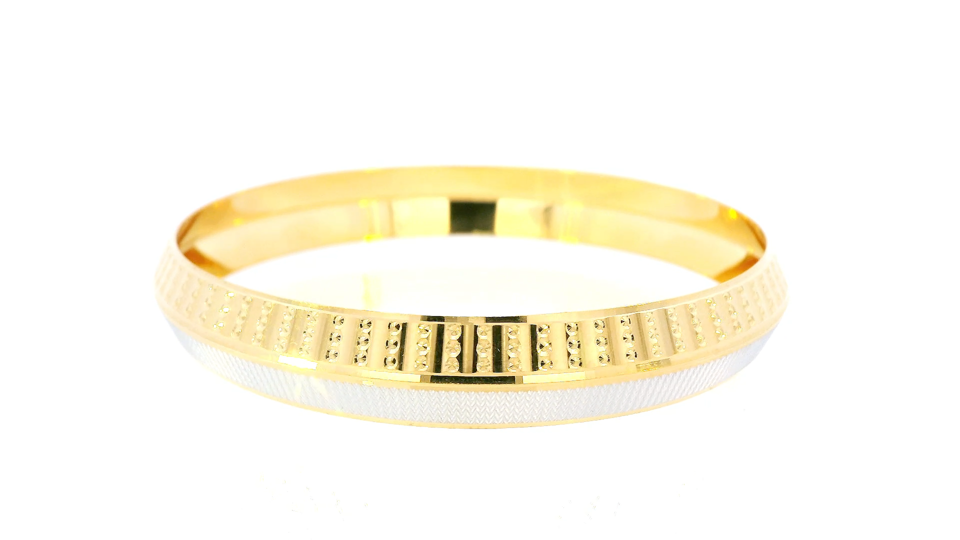 22K Yellow &amp; White Gold Dual-Tone Bangle Bracelet