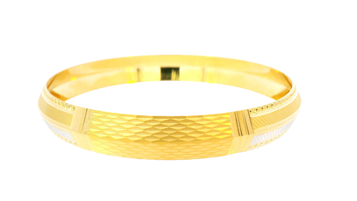 22K Yellow & White Gold Bold Dual-Tone Bangle Bracelet