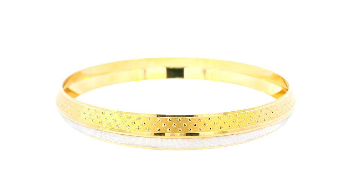 22K Yellow &amp; White Gold Dual-Tone Bangle Bracelet