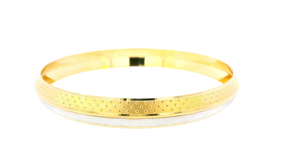 22K Yellow &amp; White Gold Dual-Tone Bangle Bracelet