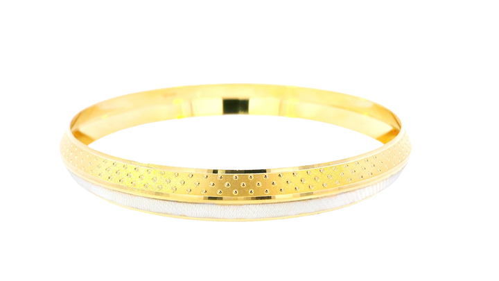 22K Yellow &amp; White Gold Dual-Tone Bangle Bracelet