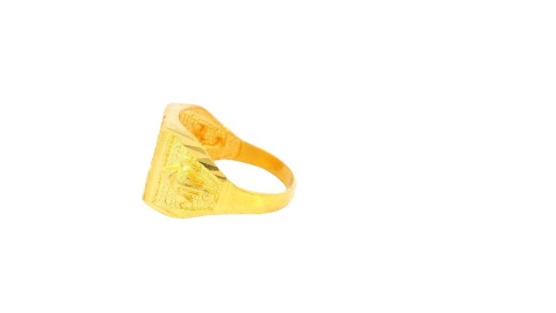 22K Yellow Gold Bold Engraved Statement Ring