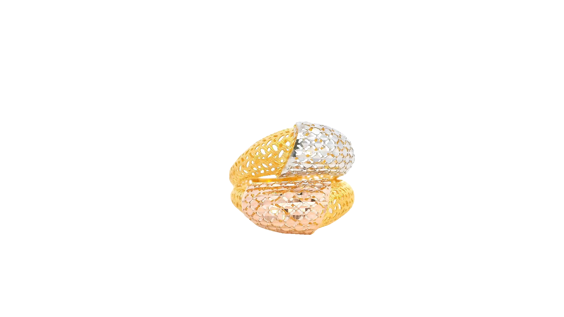 22K Yellow, White &amp; Rose Gold Polished Ring
