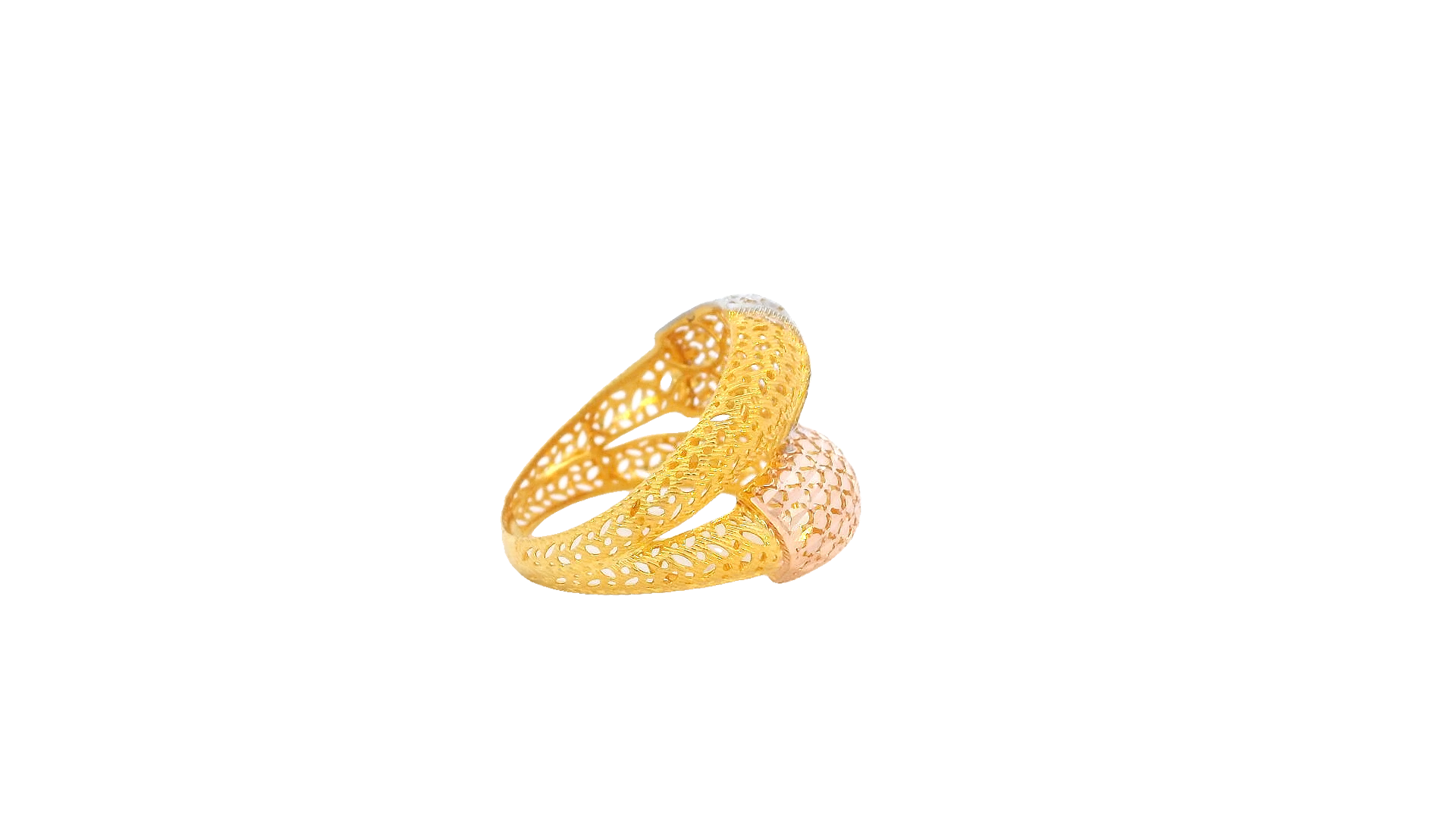 22K Yellow, White &amp; Rose Gold Polished Ring
