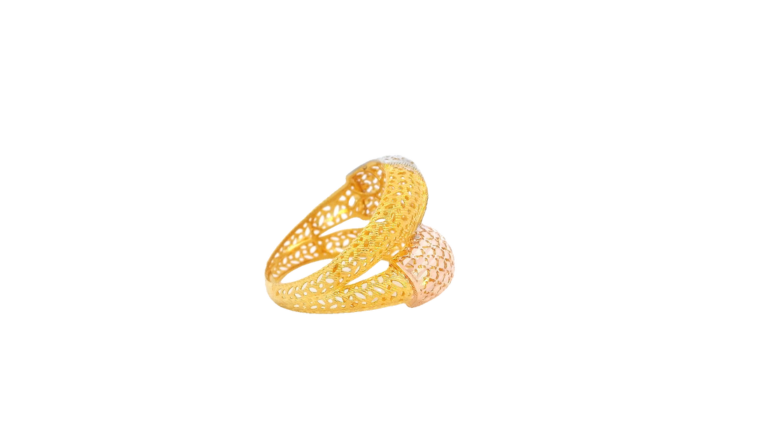 22K Yellow, White &amp; Rose Gold Polished Ring