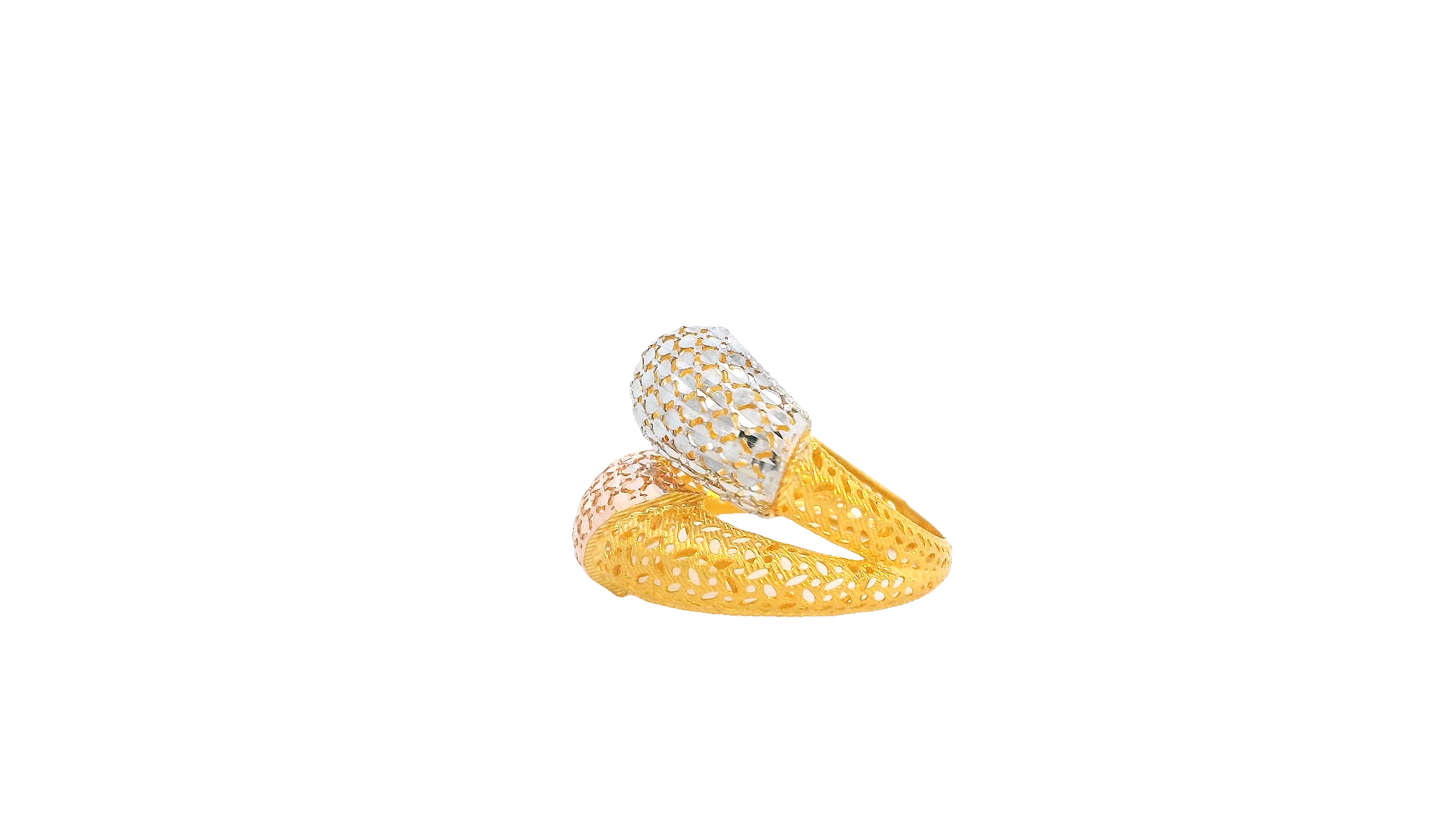 22K Yellow, White &amp; Rose Gold Polished Ring
