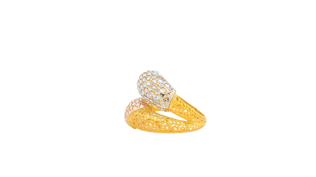 22K Yellow, White &amp; Rose Gold Polished Ring