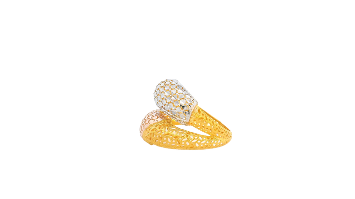 22K Yellow, White &amp; Rose Gold Polished Ring