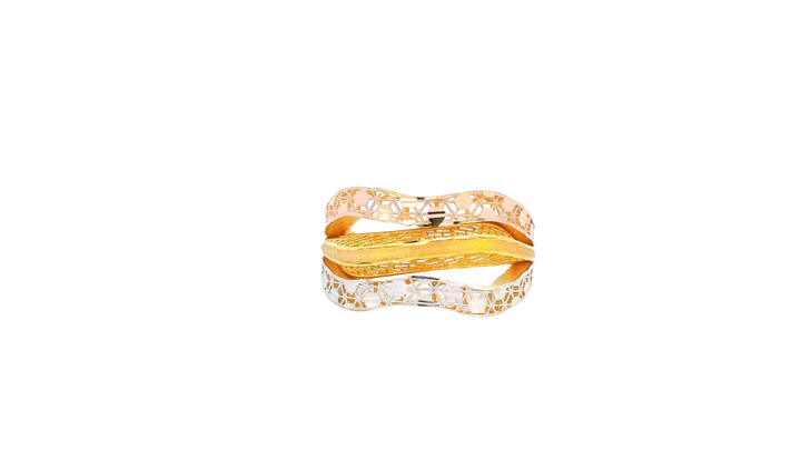 22K Yellow, White &amp; Rose Gold Polished Ring