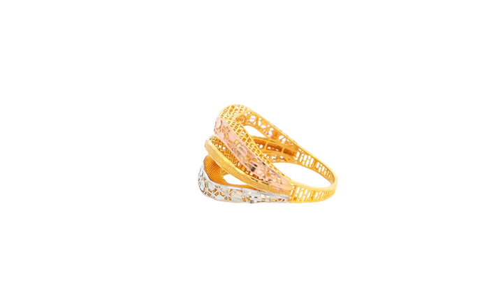 22K Yellow, White &amp; Rose Gold Polished Ring