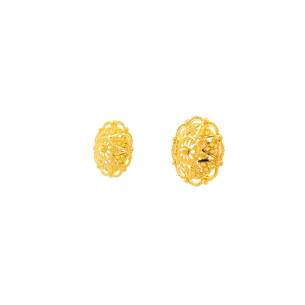 22K Yellow Gold Traditional Stud Earrings | Heavy Premium Polished Tops