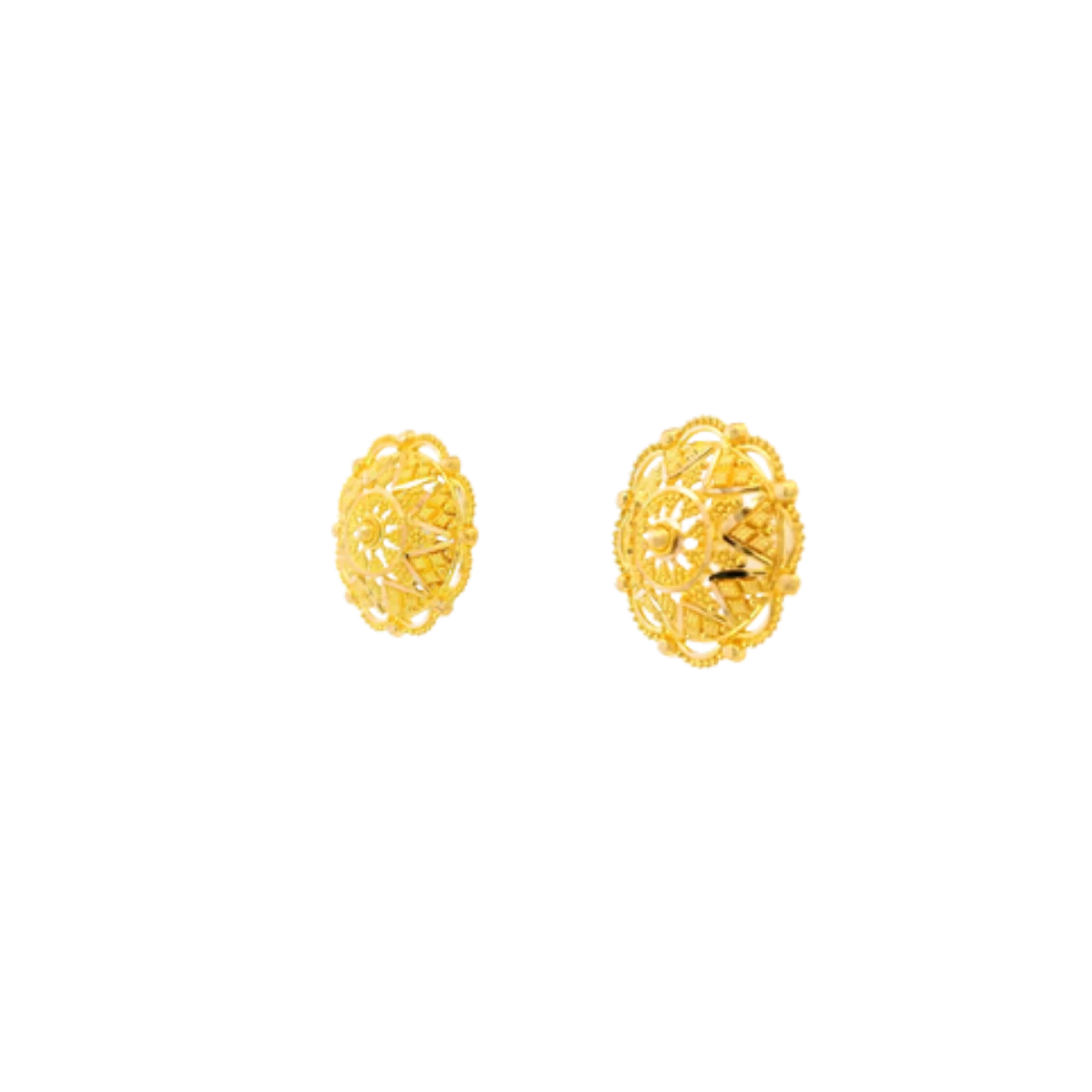 22K Yellow Gold Traditional Stud Earrings | Heavy Premium Polished Tops