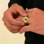 22K Men’s Yellow Gold Fancy Ring – 10.1g, Polished Finish, Resizable, Size 9