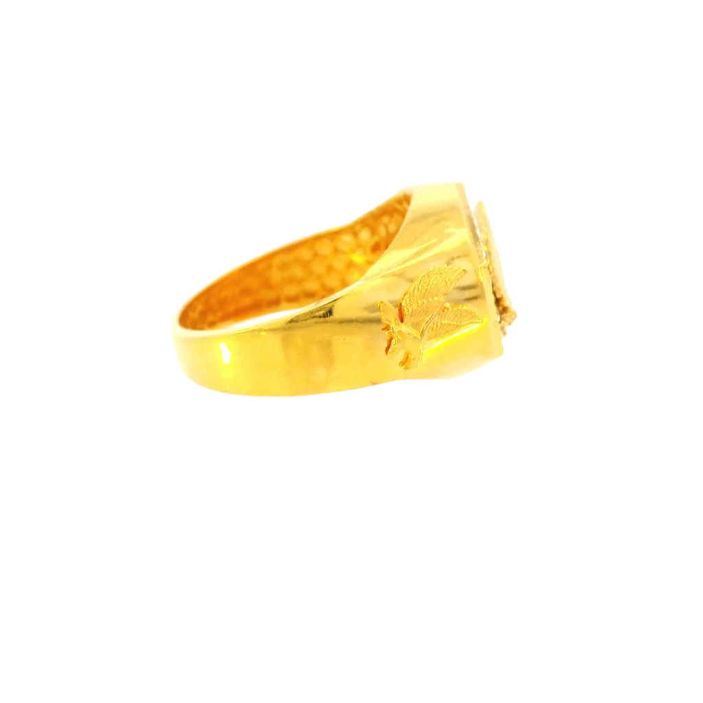 Two-Tone 22K Yellow & White Gold Men’s Ring – 5.9g, Size 10.2