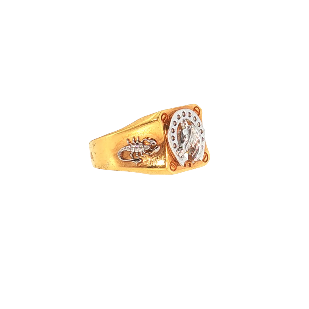 22K Yellow & White Gold 2-Tone Men’s Ring – Size 10.5, 7.5g with Cubic Zirconia