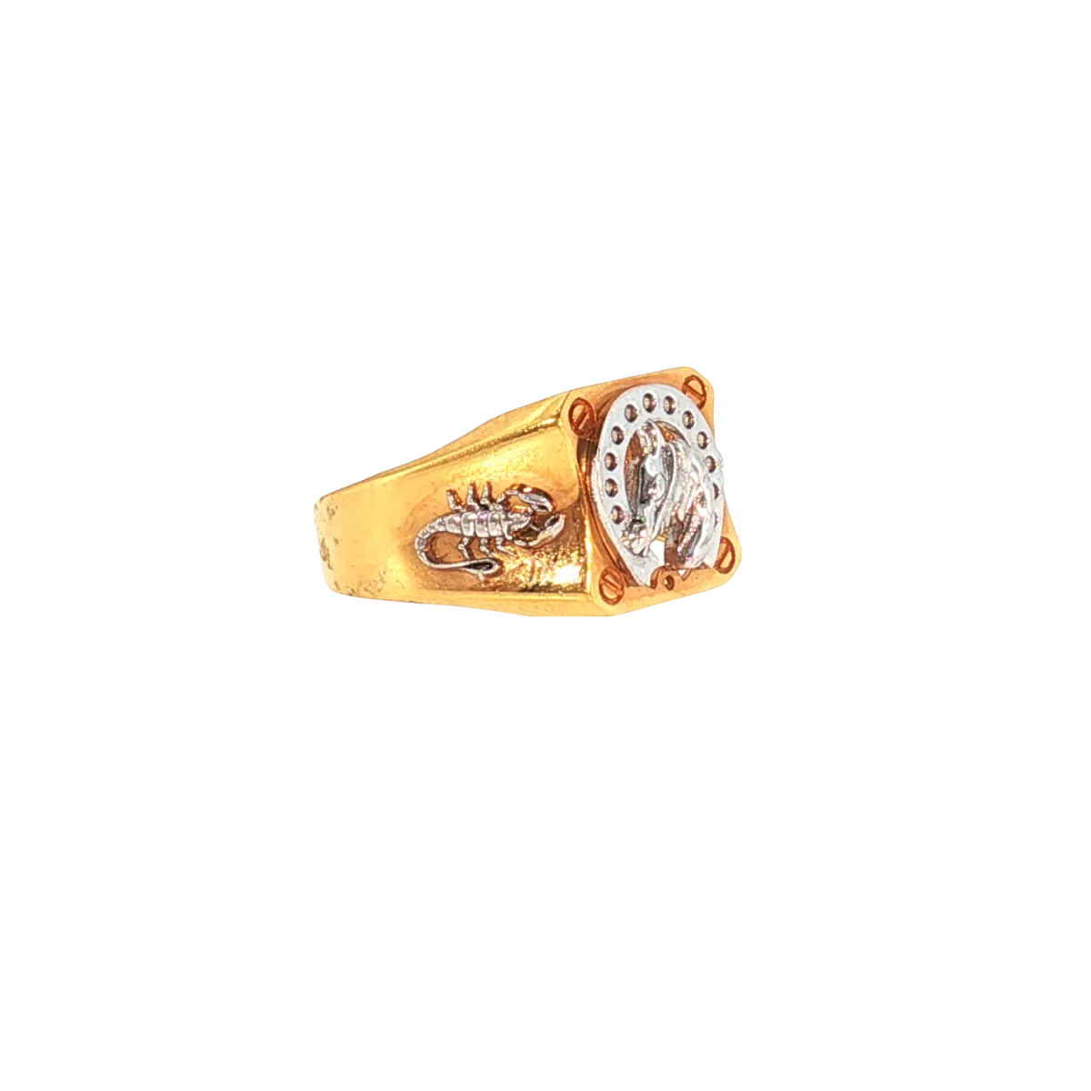 22K Yellow & White Gold 2-Tone Men’s Ring – Size 10.5, 7.5g with Cubic Zirconia