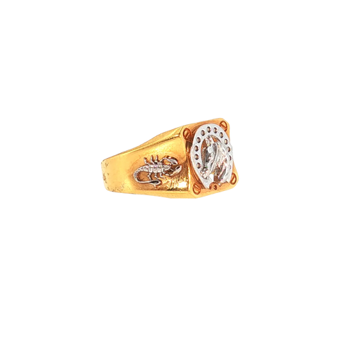 22K Yellow & White Gold 2-Tone Men’s Ring – Size 10.5, 7.5g with Cubic Zirconia