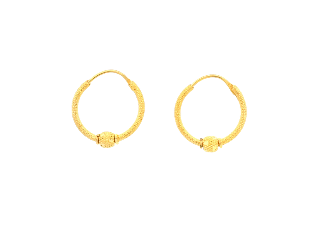 22K Yellow Gold Polished Hoop Earrings • 0.5 Inch