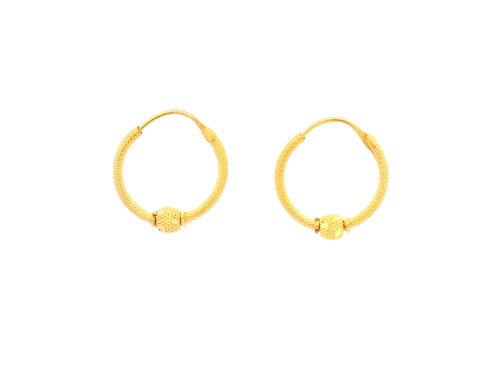 22K Yellow Gold Polished Hoop Earrings • 0.5 Inch