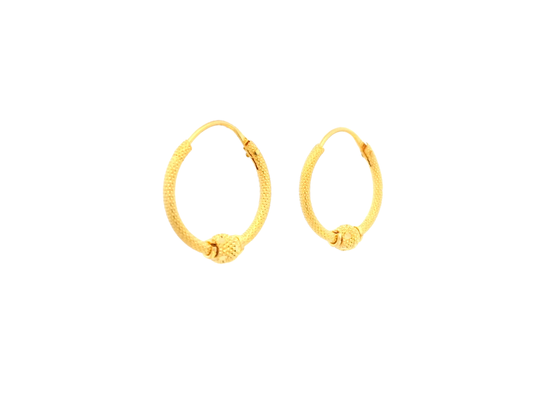 22K Yellow Gold Polished Hoop Earrings • 0.5 Inch
