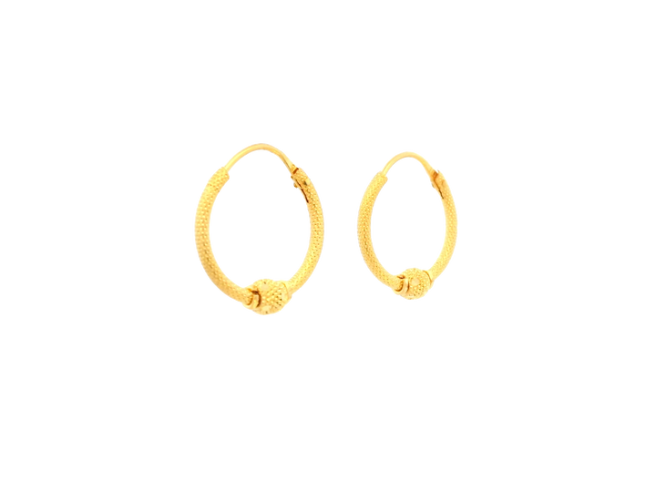 22K Yellow Gold Polished Hoop Earrings • 0.5 Inch