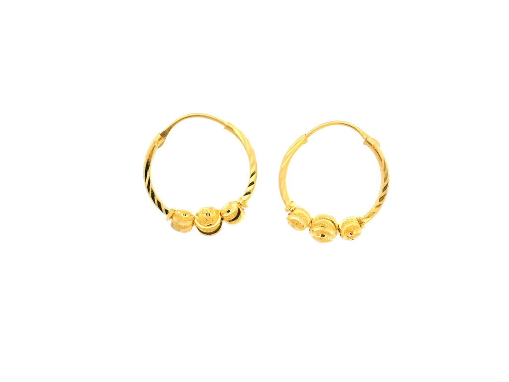 22K Yellow Gold Polished Hoop Earrings