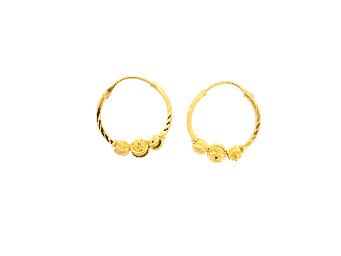 22K Yellow Gold Polished Hoop Earrings • 1 Inch
