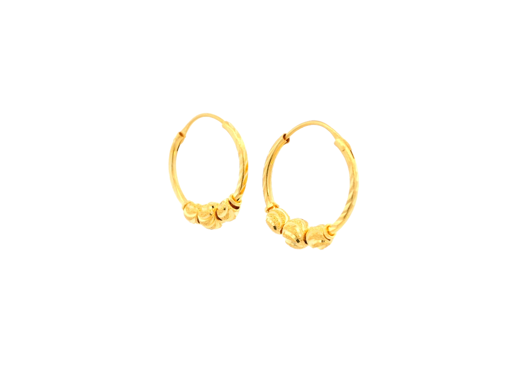 22K Yellow Gold Polished Hoop Earrings