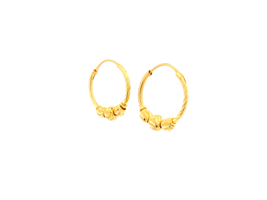 22K Yellow Gold Polished Hoop Earrings • 1 Inch