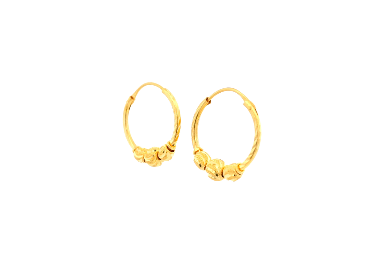 22K Yellow Gold Polished Hoop Earrings