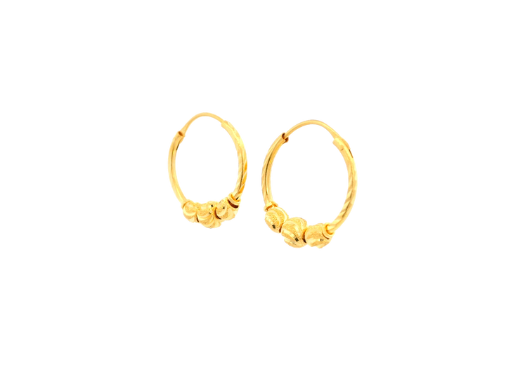 22K Yellow Gold Polished Hoop Earrings • 1 Inch