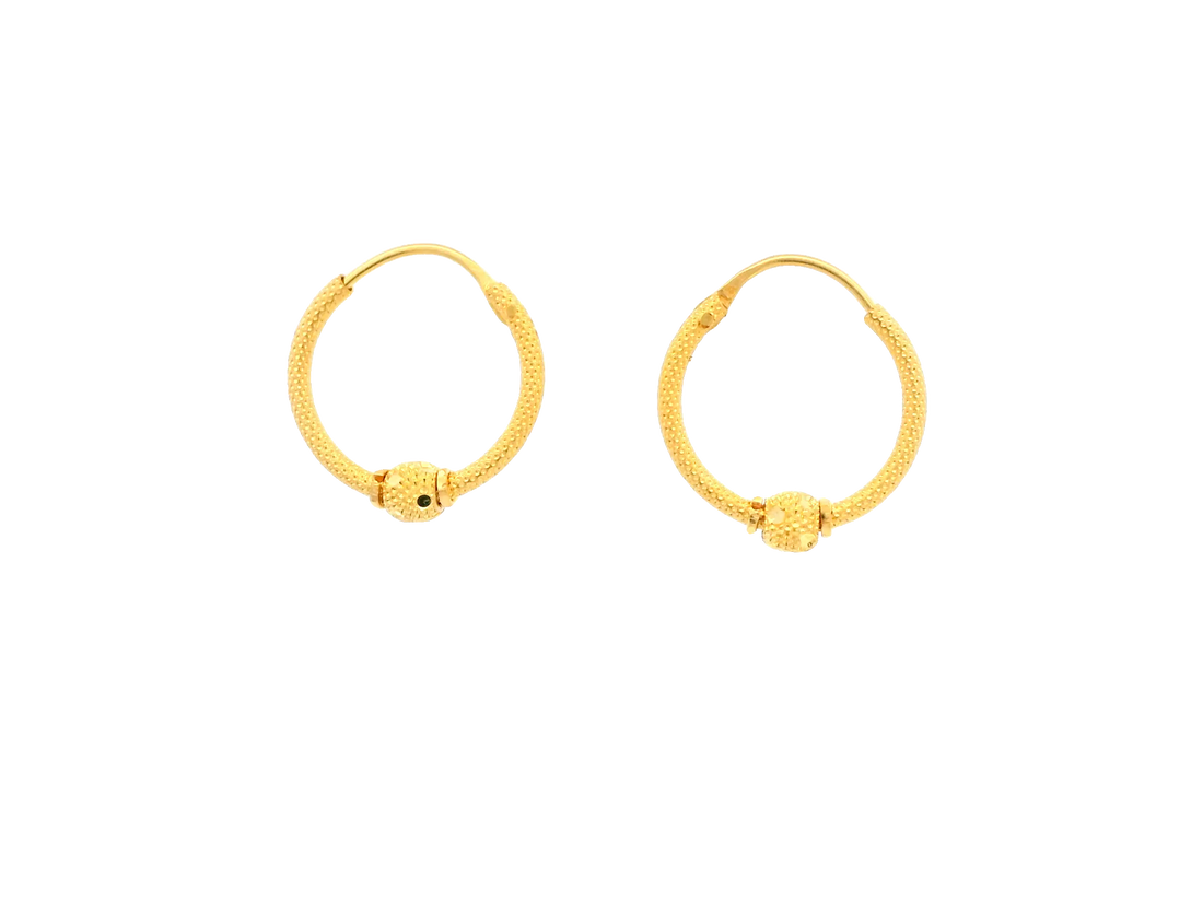 22K Yellow Gold Polished Hoop Earrings • 1 Inch