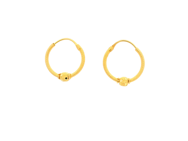 22K Yellow Gold Polished Hoop Earrings • 1 Inch