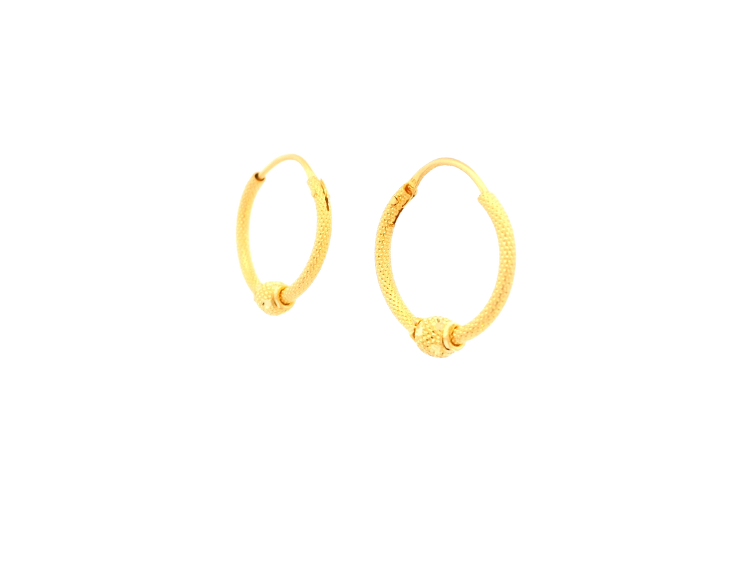 22K Yellow Gold Polished Hoop Earrings • 1 Inch